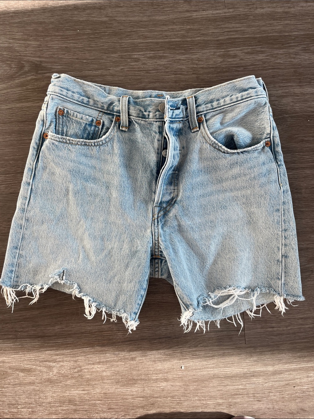 Levi's Light Blue Distressed Denim Cutoff Shorts